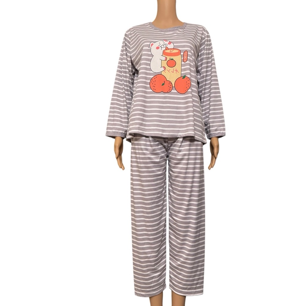 JIRODEGIRO Striped Gray large Pajamas